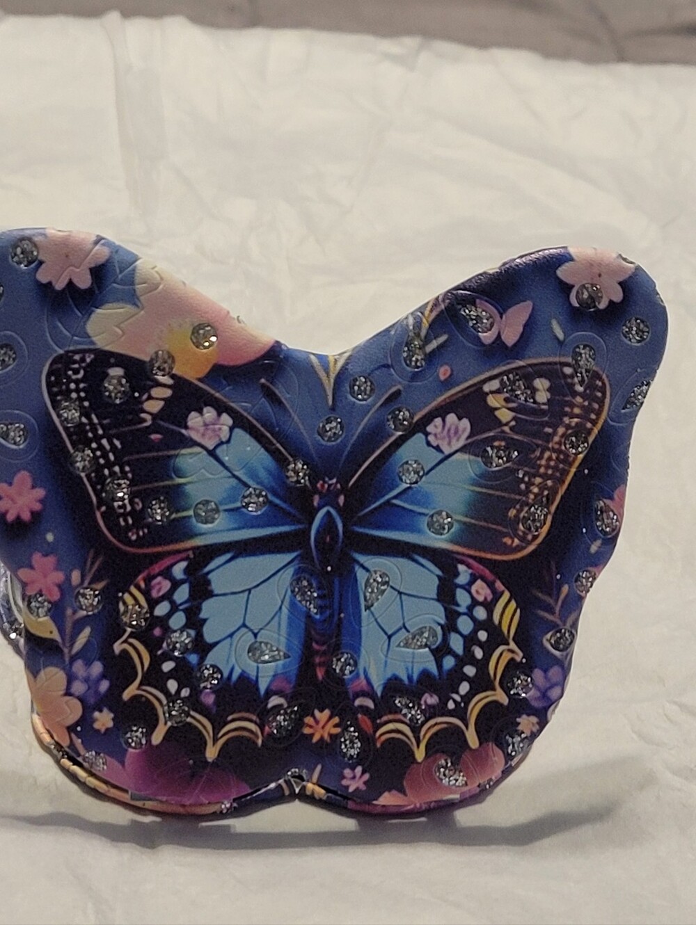 NWOT! Butterfly Embellished Compact  Dual Mirror - Purple Pink